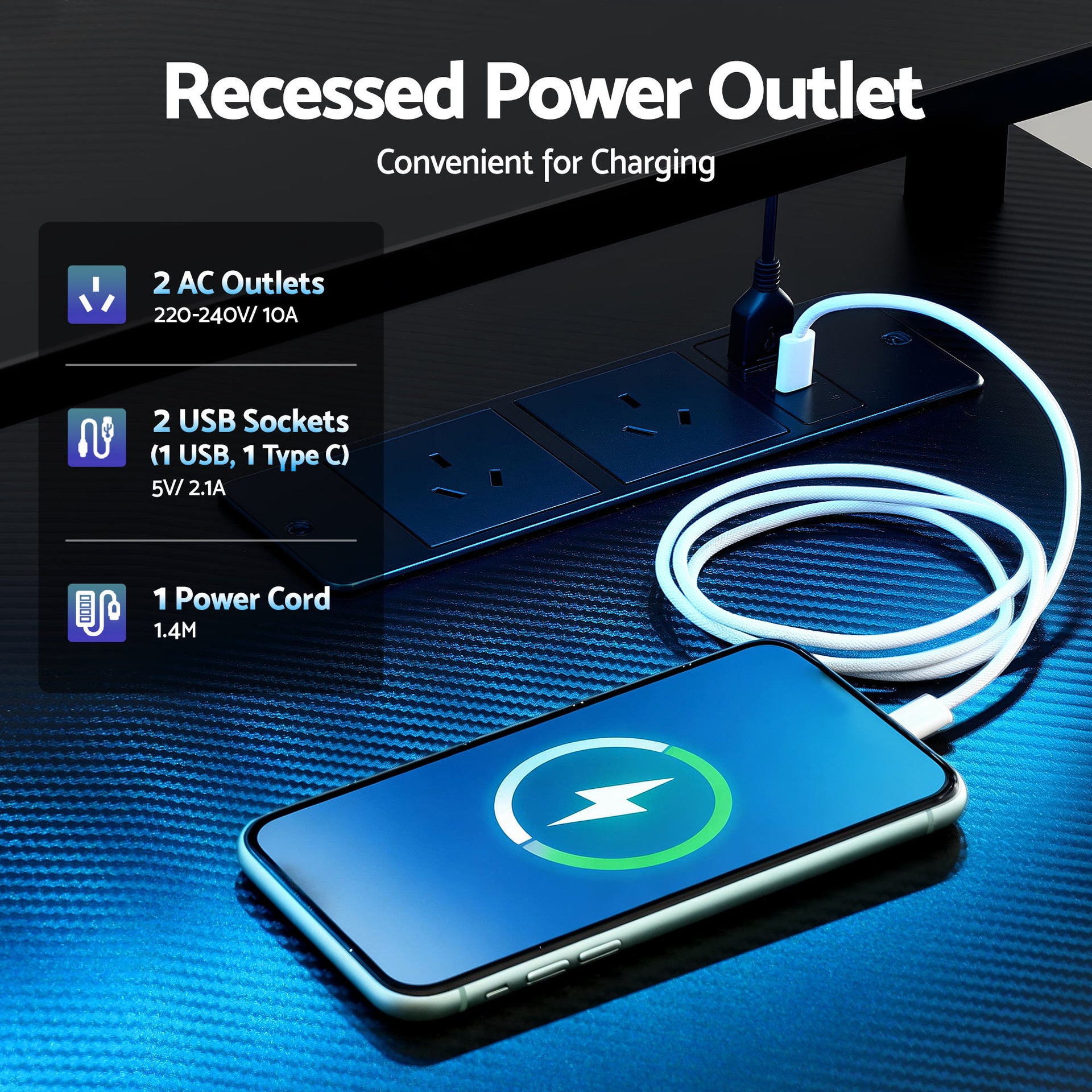 Artiss 145cm L Shaped Gaming Desk Computer Desk with LED Lights & Power Outlets Awezingly