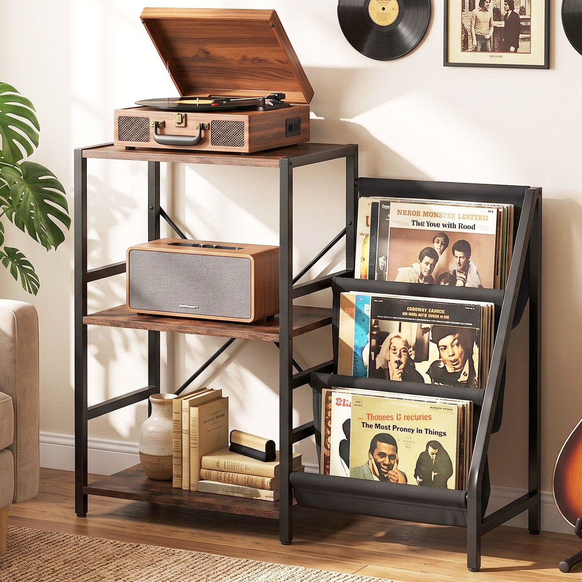 Artiss Record Player Stand with 3-Tier Vinyl Record Storage Turntable Stand Awezingly