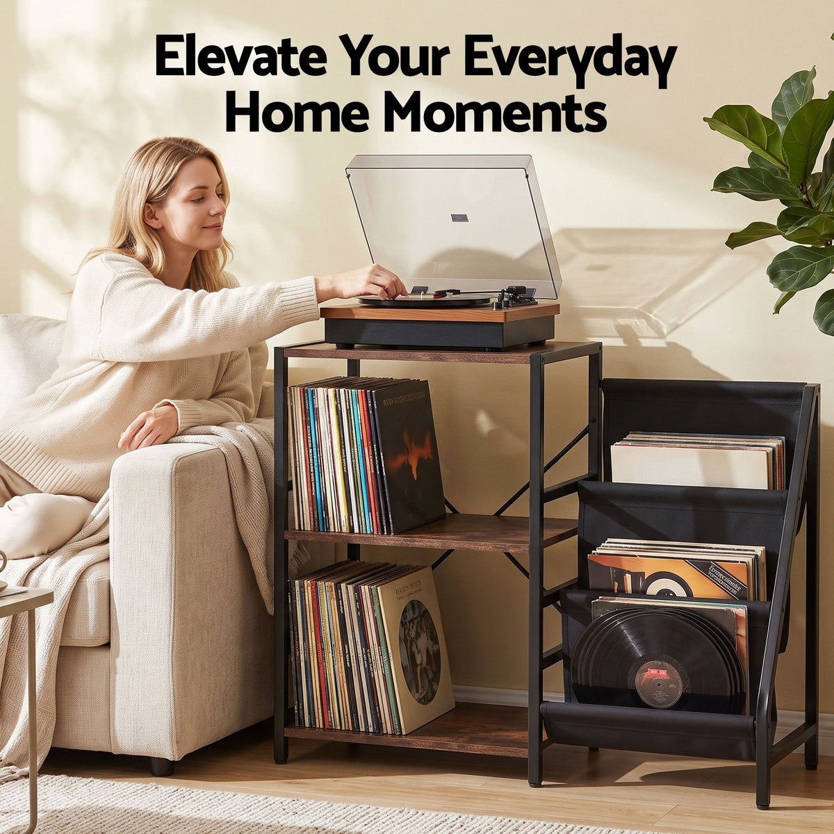 Artiss Record Player Stand with 3-Tier Vinyl Record Storage Turntable Stand Awezingly