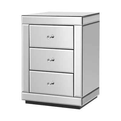 Artiss Mirrored Bedside table Drawers Furniture Mirror Glass Presia Silver