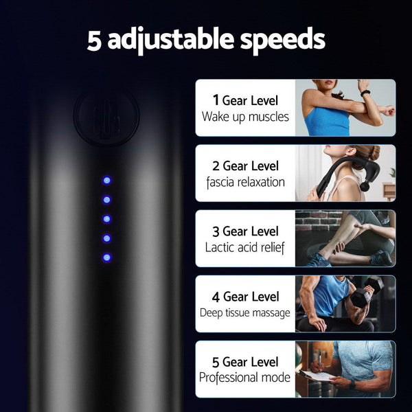 Everfit Massage Gun U-shaped Extended Handle Percussion Massager 4 Heads Awezingly