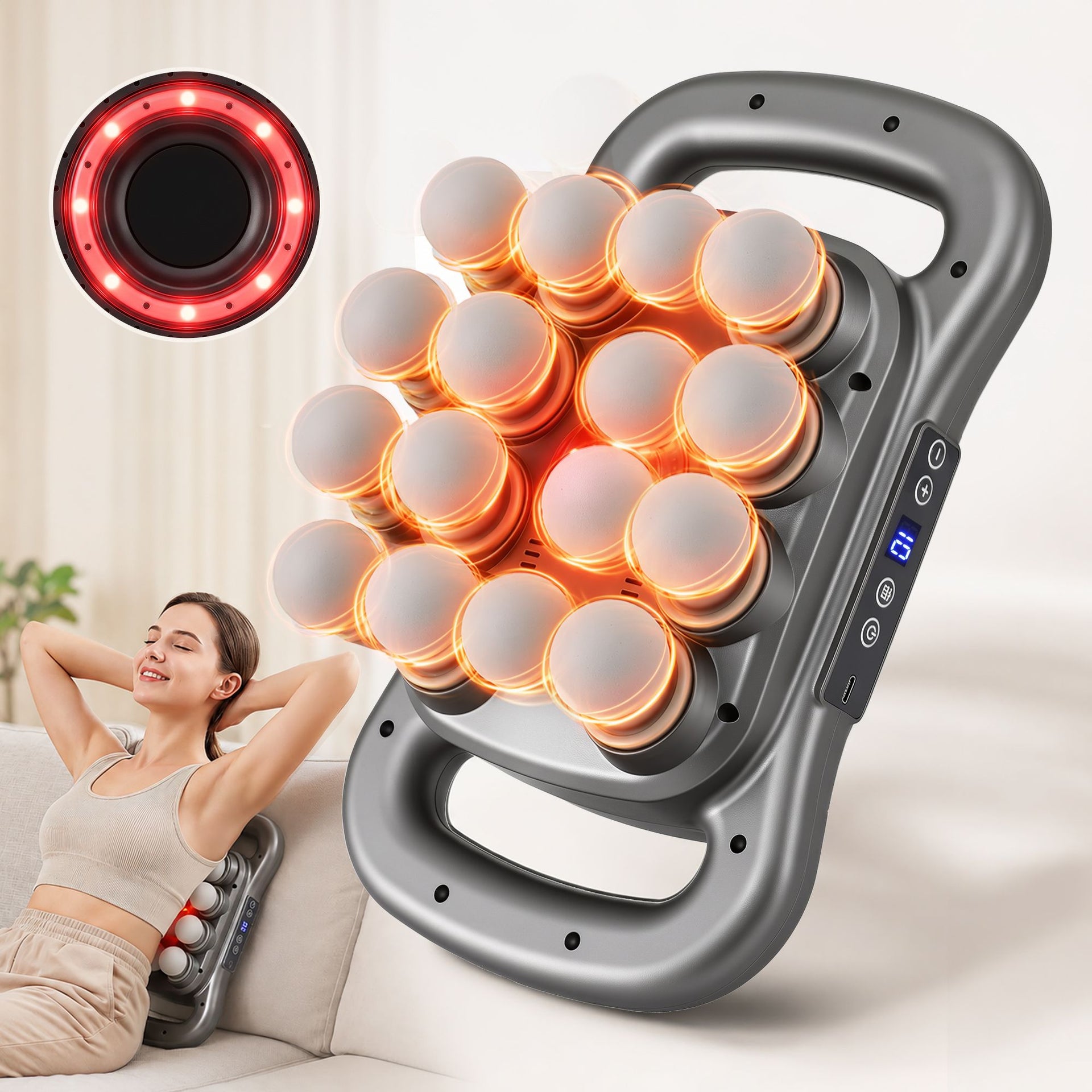 Everfit Deep Tissue Massager 16 Heads with 20 Intensities Deep Percussion Massage Gun Rechargeable Awezingly