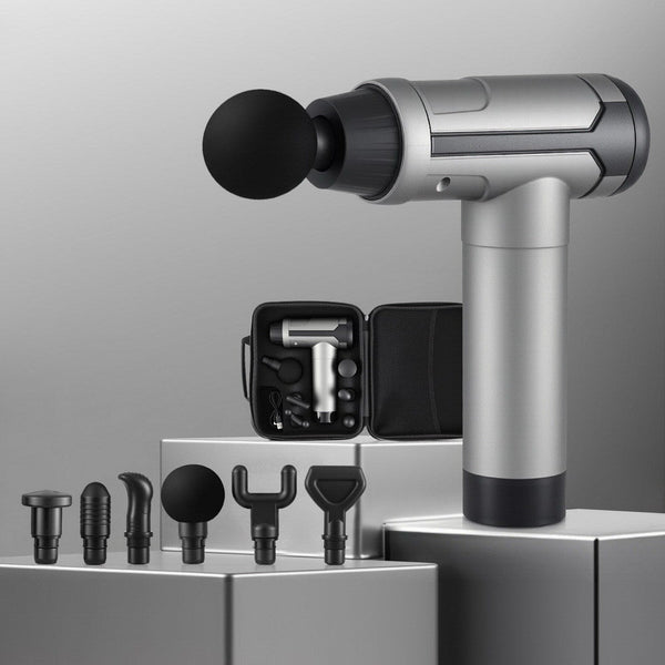 Everfit Massage Gun 30 Speed 6 Heads Vibration Muscle Massager Chargeable Black Awezingly