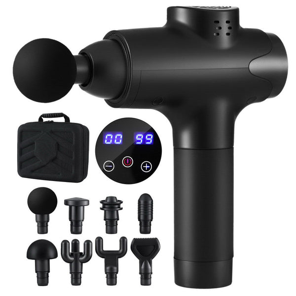Everfit Massage Gun 30 Speed 8 Heads Vibration Muscle Massager Chargeable Black Awezingly