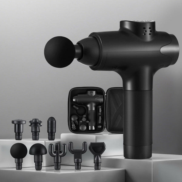 Everfit Massage Gun 30 Speed 8 Heads Vibration Muscle Massager Chargeable Black Awezingly