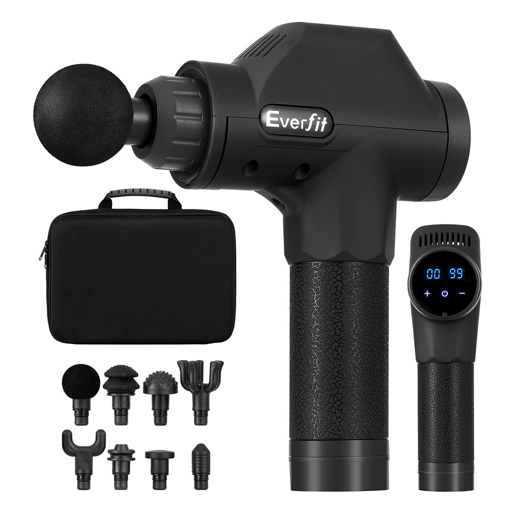 Everfit Massage Gun 30 Speed 8 Heads Chargeable Black Everfit