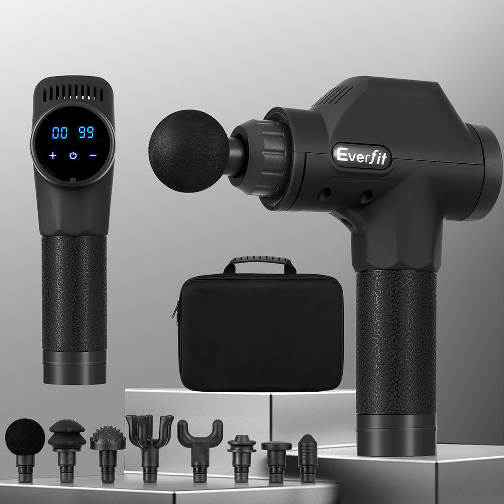 Everfit Massage Gun 30 Speed 8 Heads Chargeable Black Everfit