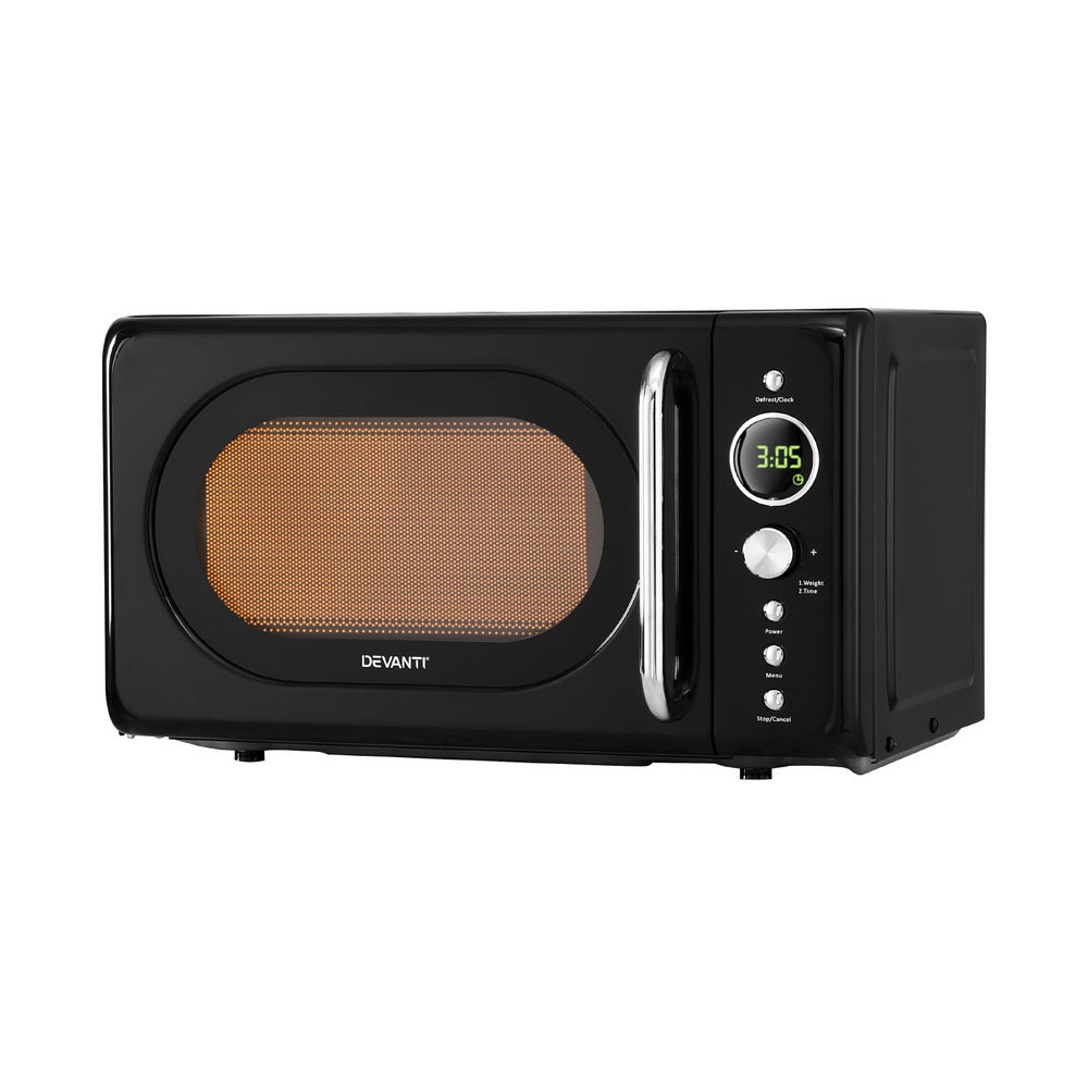 Devanti 20L Microwave Oven 700W Black DEVANTI