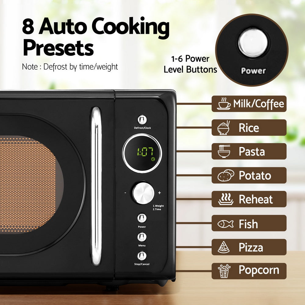 Devanti 20L Microwave Oven 700W Black DEVANTI