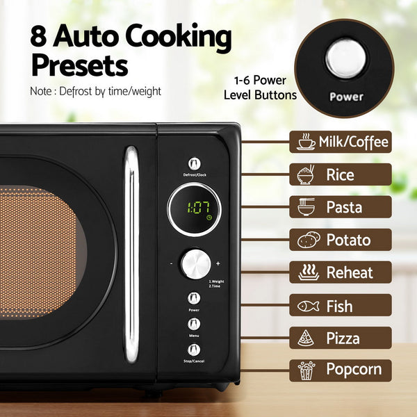 Devanti 20L Microwave Oven 700W Black DEVANTI