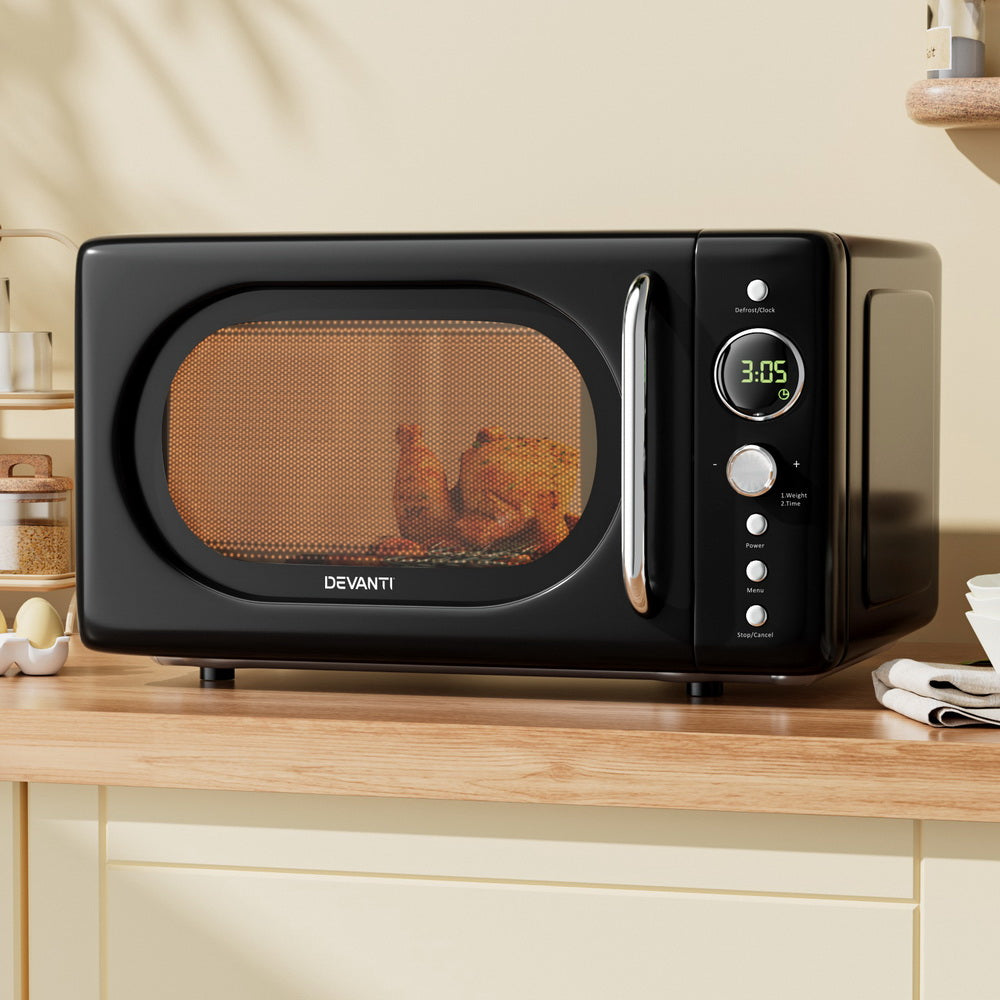 Devanti 20L Microwave Oven 700W Black DEVANTI