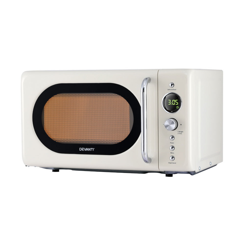 Devanti 20L Microwave Oven 700W Cream DEVANTI