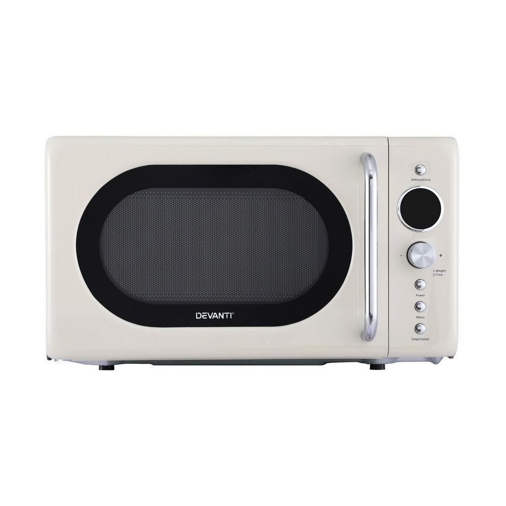 Devanti 20L Microwave Oven 700W Cream DEVANTI
