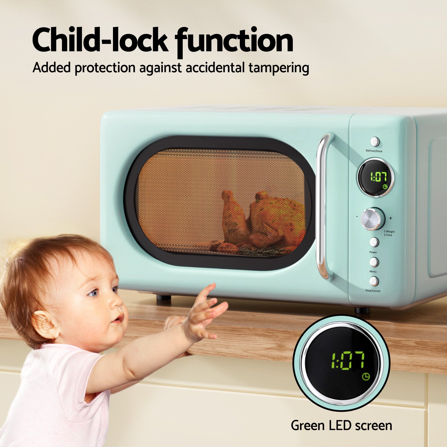 Devanti 20L Microwave Oven 700W Green Awezingly