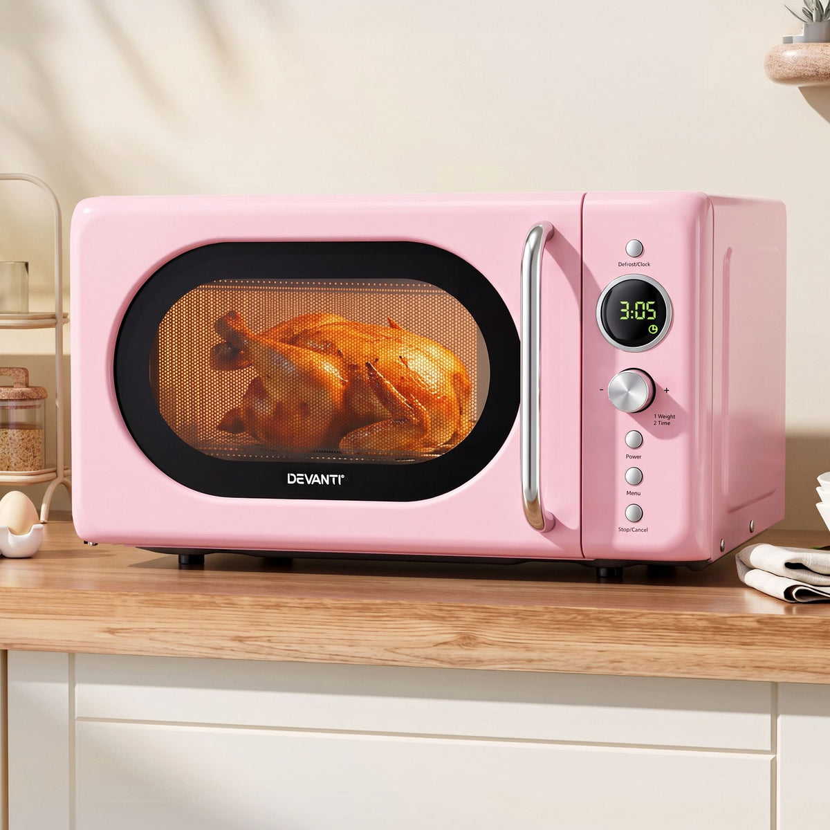 Devanti 20L Microwave Oven 700W Pink Awezingly