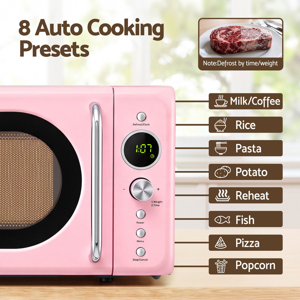 Devanti 20L Microwave Oven 700W Pink Awezingly