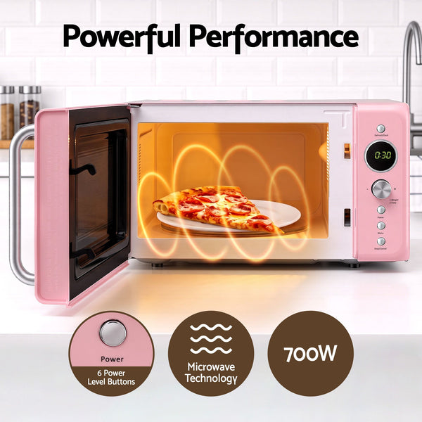 Devanti 20L Microwave Oven 700W Pink Awezingly