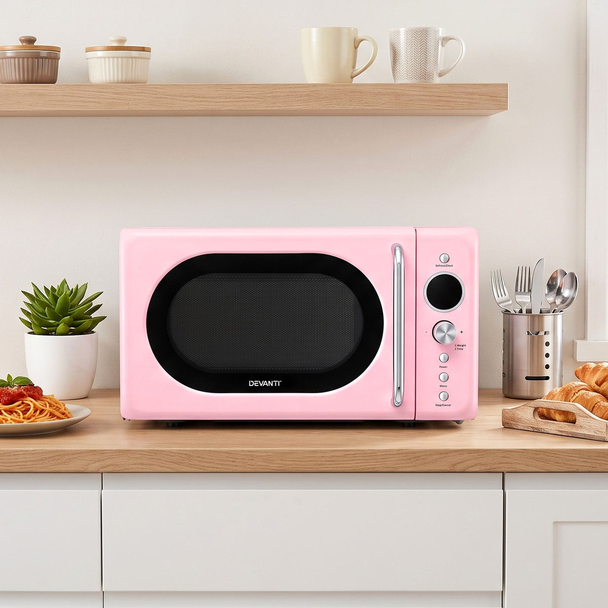 Devanti 20L Microwave Oven 700W Pink Awezingly