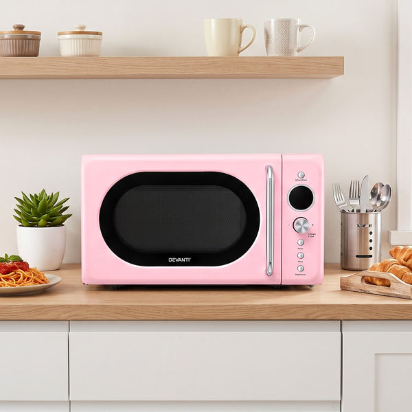 Devanti 20L Microwave Oven 700W Pink Awezingly