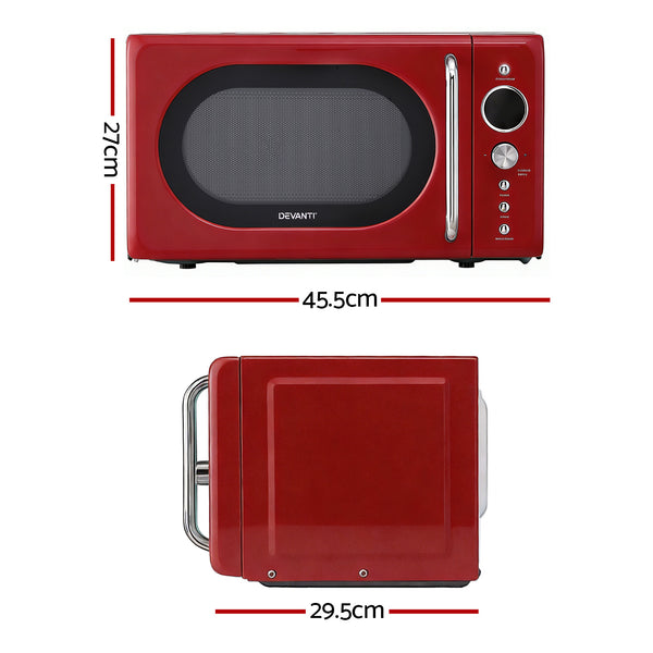 Devanti 20L Microwave Oven 700W Red Awezingly