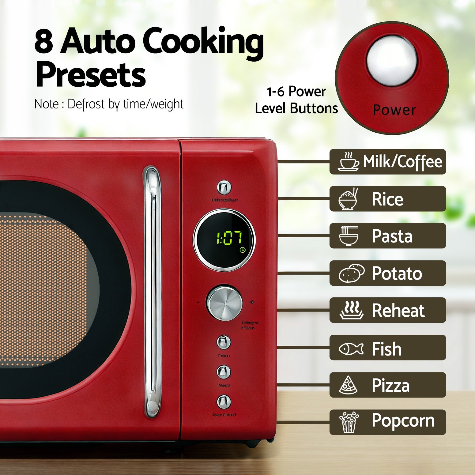 Devanti 20L Microwave Oven 700W Red Awezingly