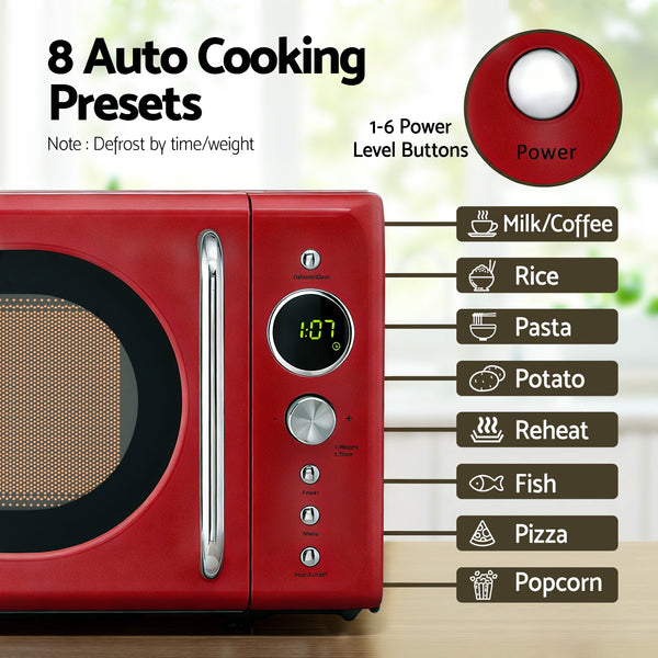 Devanti 20L Microwave Oven 700W Red Awezingly