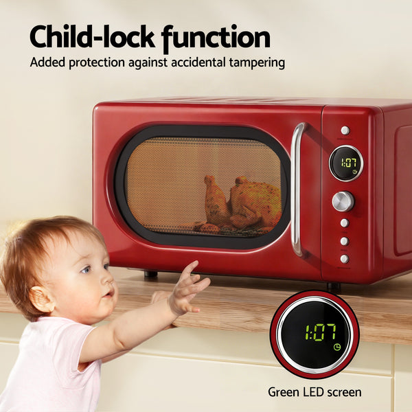 Devanti 20L Microwave Oven 700W Red Awezingly
