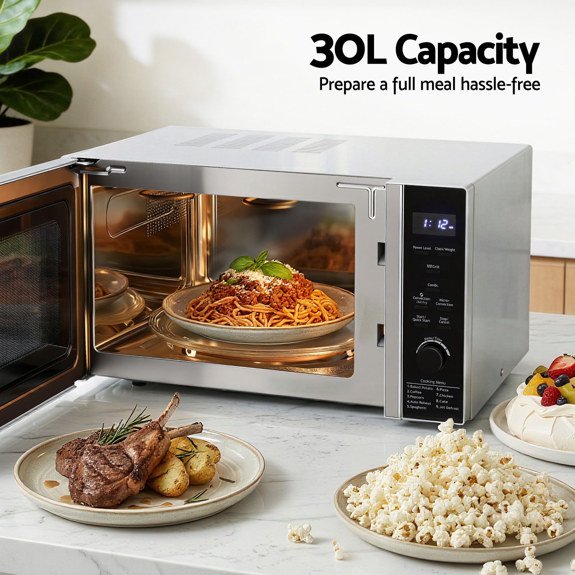 Devanti 30L Microwave Oven 4-IN-1 Air Fryer Convection Grill Awezingly