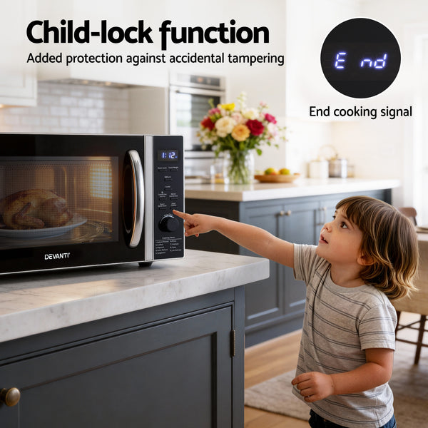 Devanti 30L Microwave Oven 4-IN-1 Air Fryer Convection Grill Awezingly