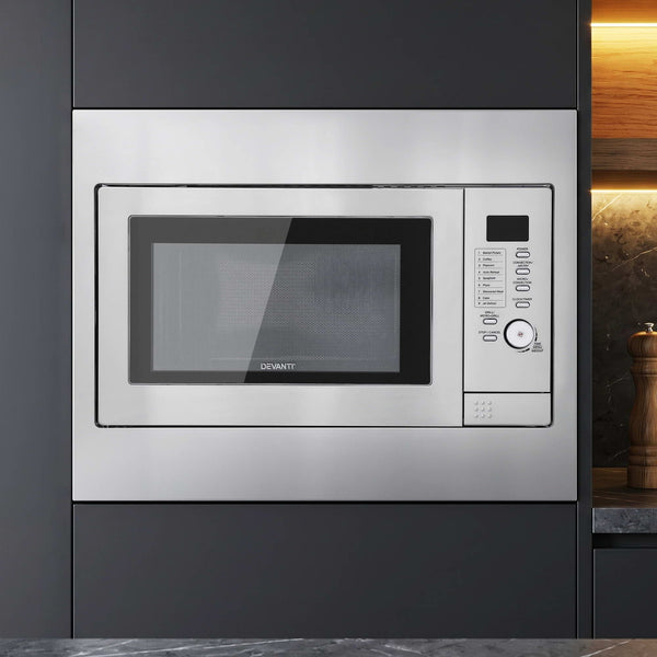 Devanti Built In Microwave Oven 30L Grill Air Fry Convection Silver Awezingly
