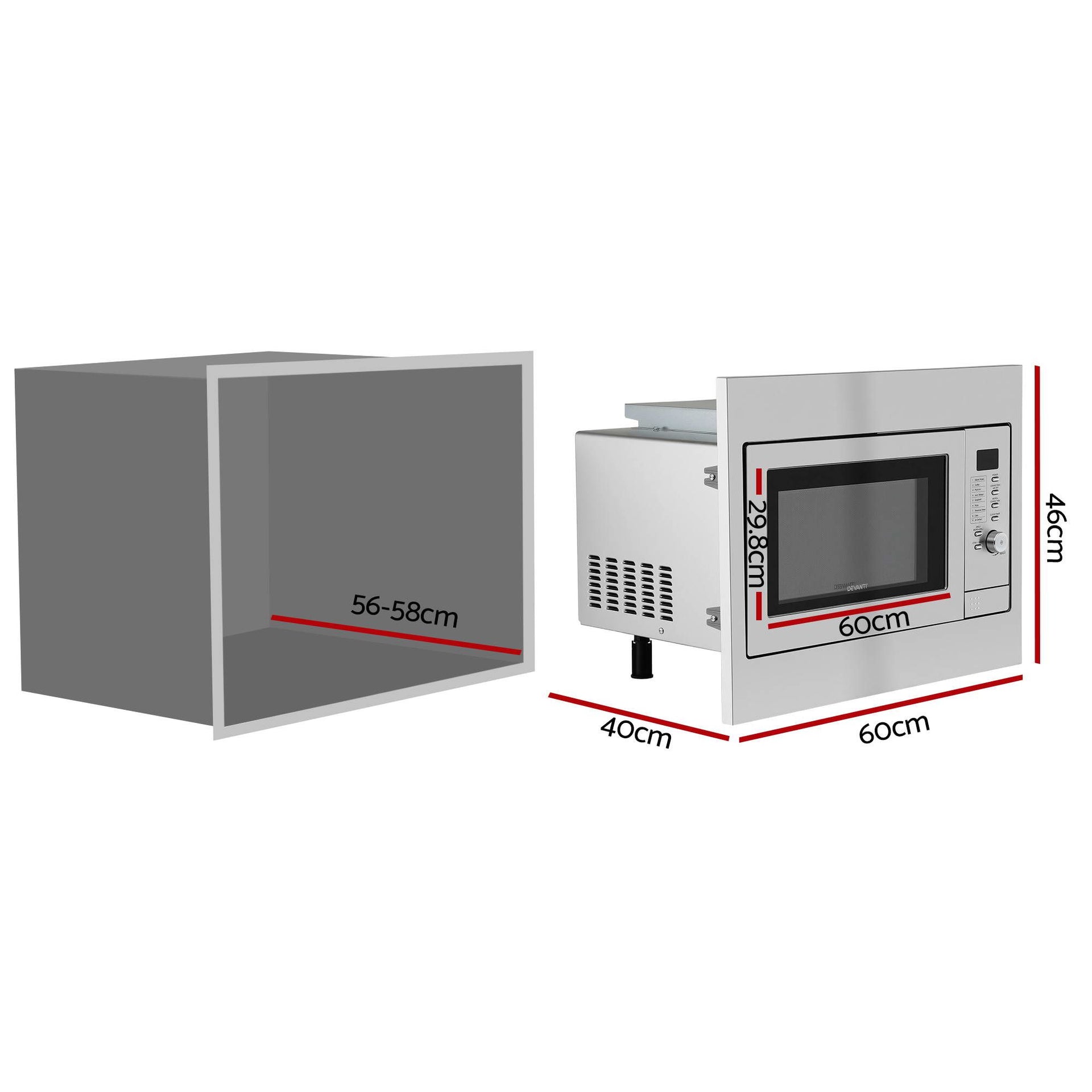 Devanti Built In Microwave Oven 30L Grill Air Fry Convection Silver Awezingly