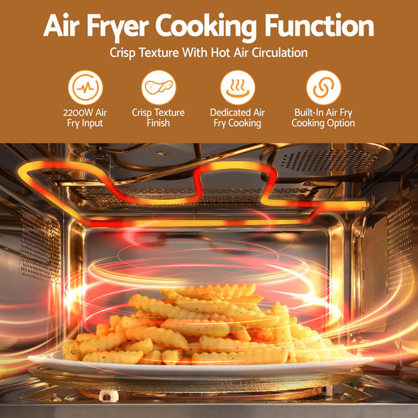 Devanti Built In Microwave Oven 30L Grill Air Fry Convection Silver Awezingly