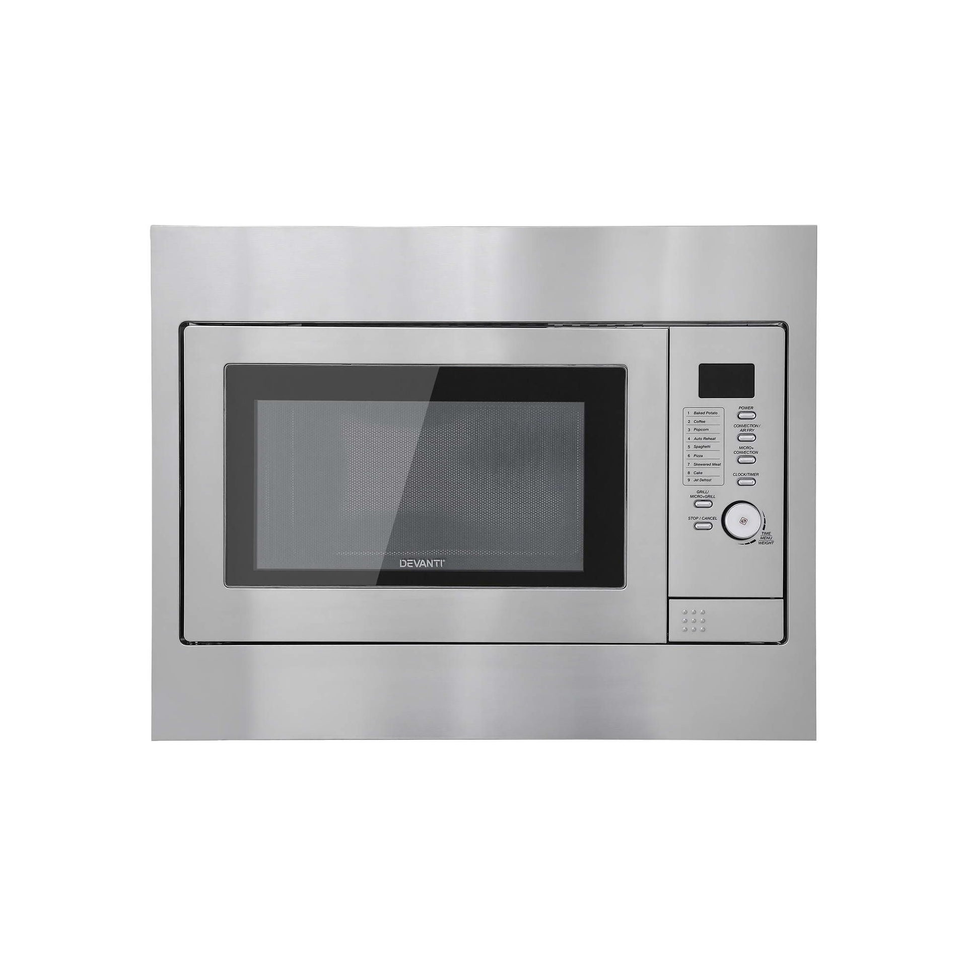 Devanti Built In Microwave Oven 30L Grill Air Fry Convection Silver Awezingly