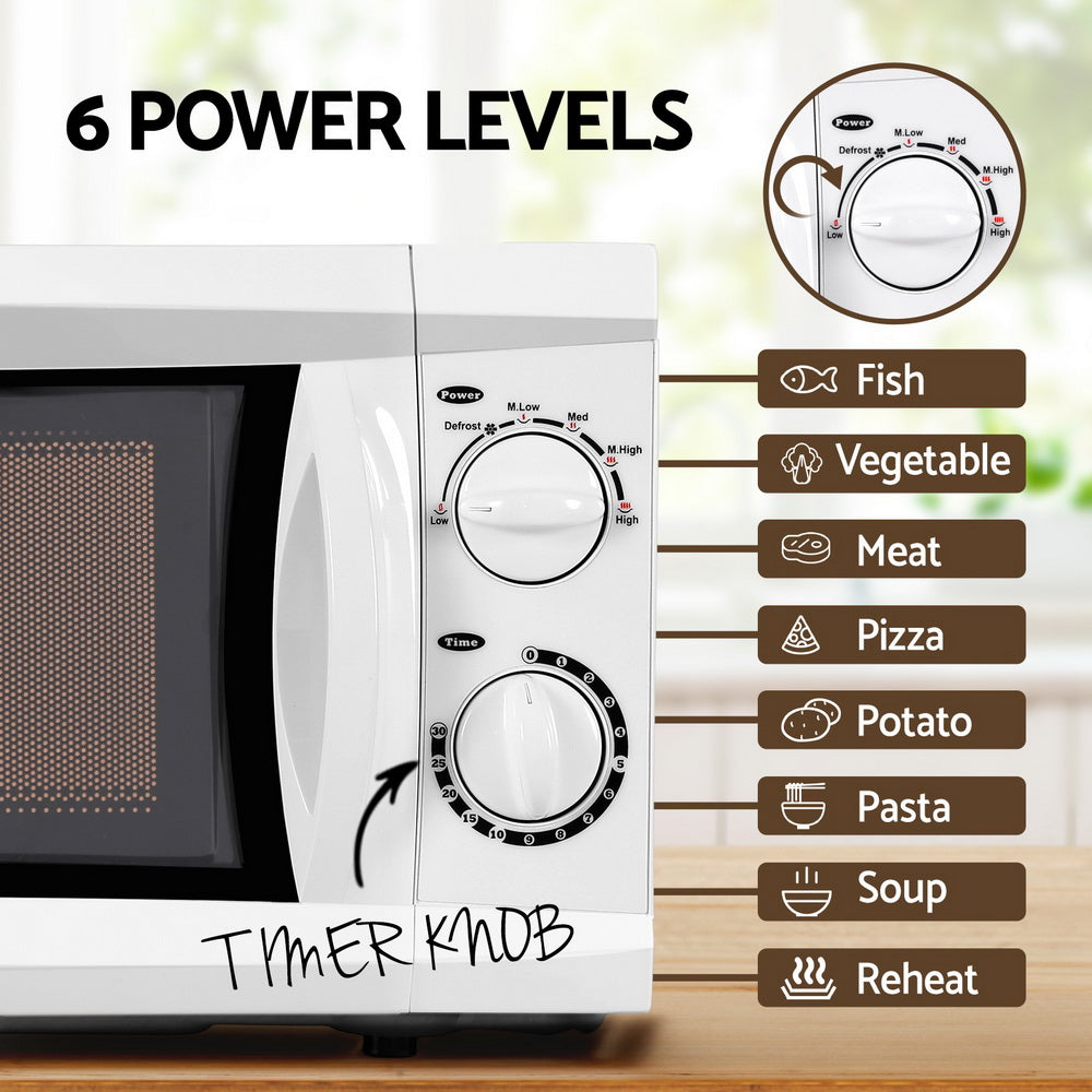 Devanti 20L Microwave Oven 800W White DEVANTI