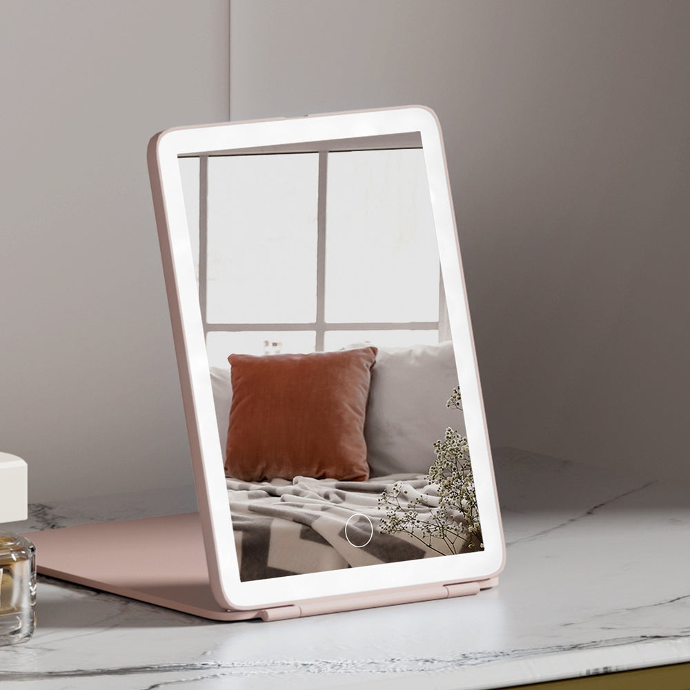 Embellir Compact Makeup Mirror w/ LED Light Portable Foldable Travel Beauty Pink Does not apply