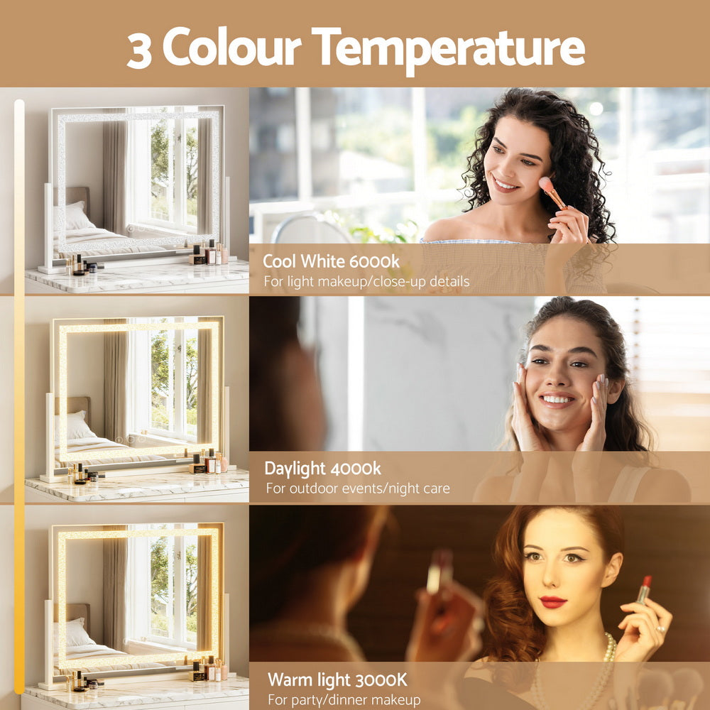 Embellir Makeup Mirror 60x50cm 360～ Rotatable Vanity Mirror with Lights Crystal LED Embellir