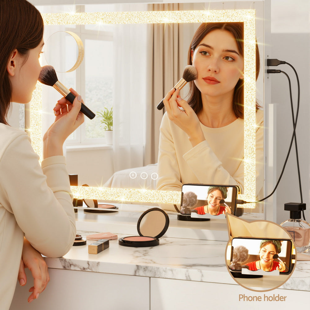 Embellir Makeup Mirror 60x50cm 360～ Rotatable Vanity Mirror with Lights Crystal LED Embellir