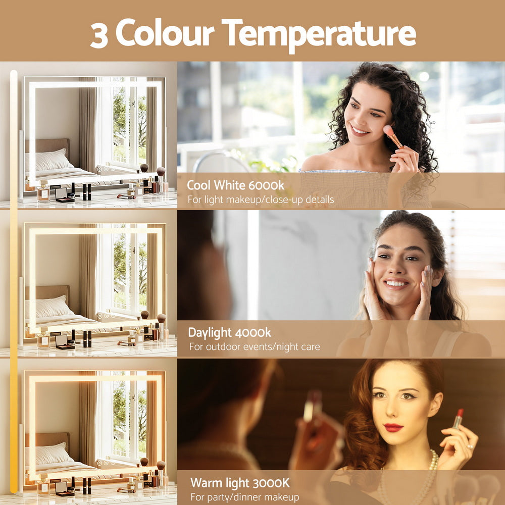 Embellir Makeup Mirror 80x58cm 360～ Rotatable Vanity Mirror with Lights Bright Light Strip Adjustable Embellir
