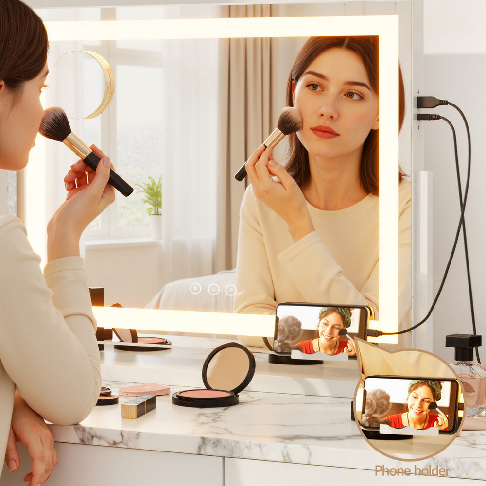 Embellir Makeup Mirror 80x58cm 360～ Rotatable Vanity Mirror with Lights Bright Light Strip Adjustable Embellir