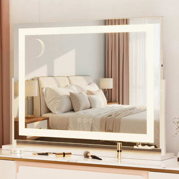 Embellir Makeup Mirror 80x58cm 360～ Rotatable Vanity Mirror with Lights Bright Light Strip Adjustable Embellir