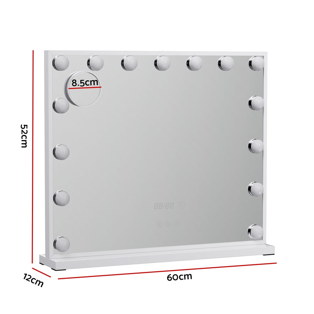 Embellir Makeup Mirror 60x52cm Hollywood Vanity with LED Light Tabletop White Does not apply