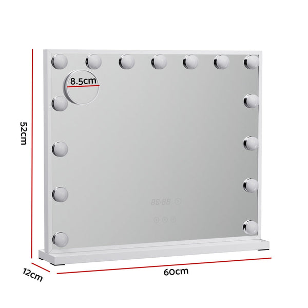 Embellir Makeup Mirror 60x52cm Hollywood Vanity with LED Light Tabletop White Does not apply