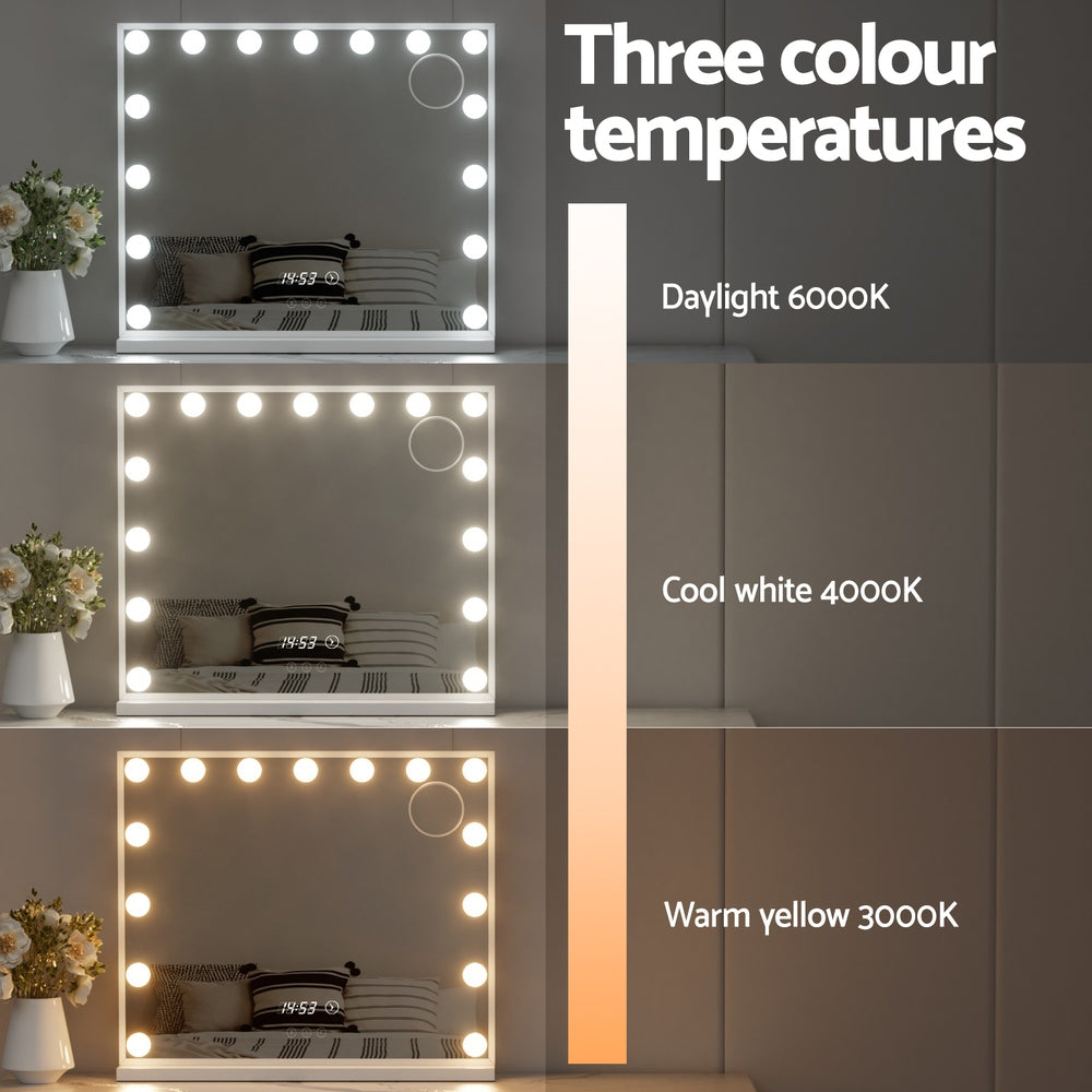 Embellir Makeup Mirror 60x52cm Hollywood Vanity with LED Light Tabletop White Does not apply