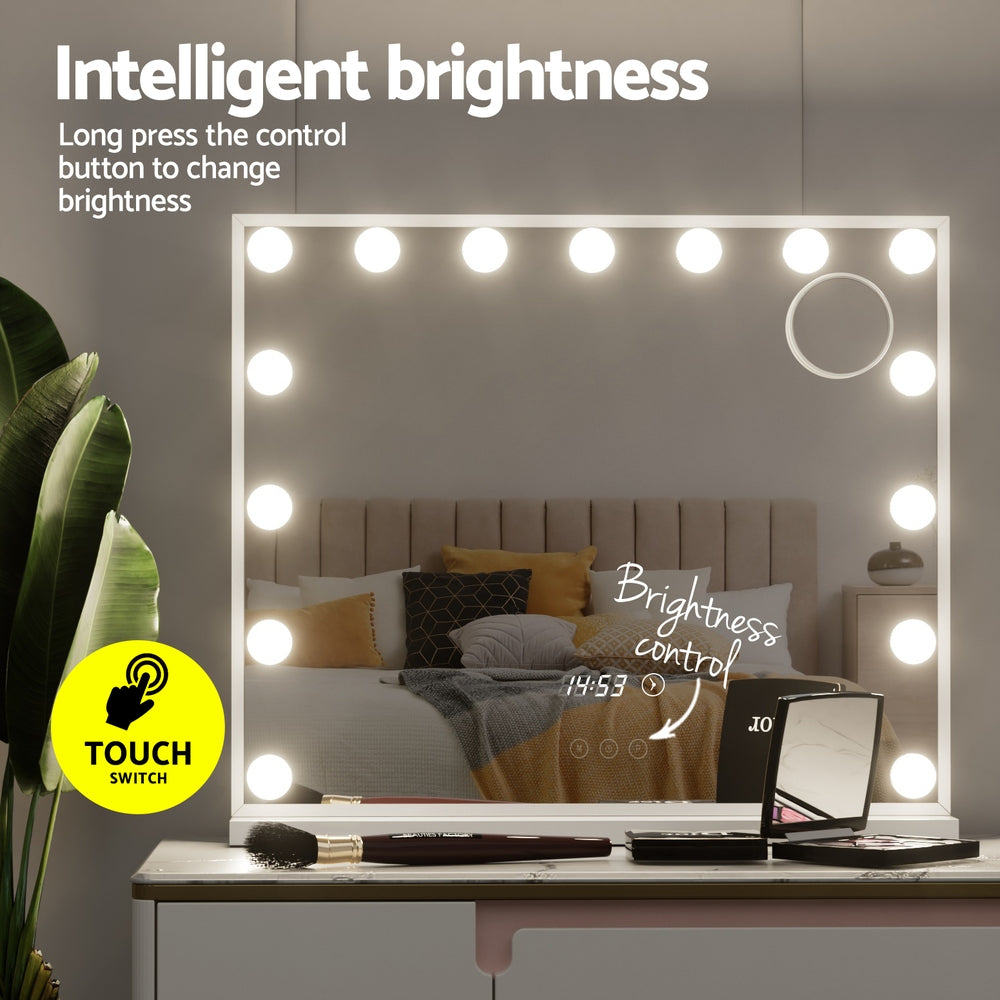 Embellir Makeup Mirror 60x52cm Hollywood Vanity with LED Light Tabletop White Does not apply