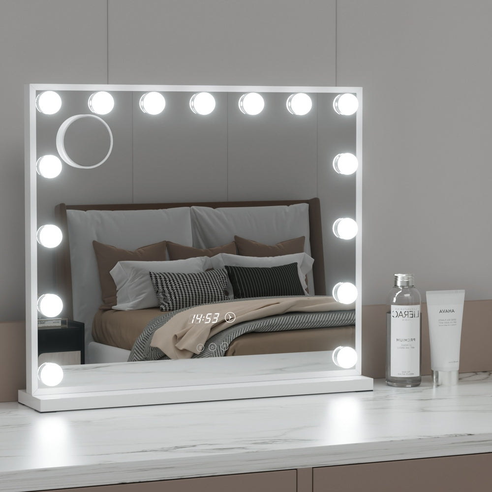 Embellir Makeup Mirror 60x52cm Hollywood Vanity with LED Light Tabletop White Does not apply