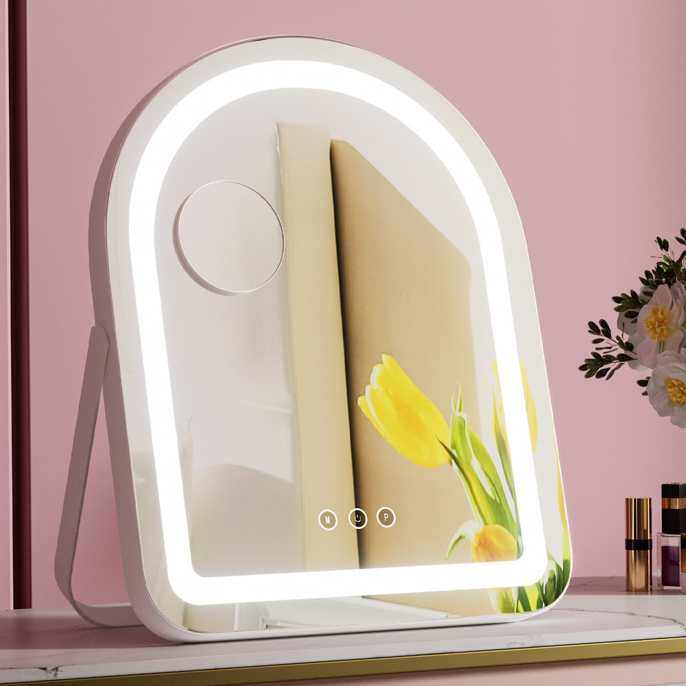 Embellir Makeup Mirror 35x45cm Dressing Vanity LED Stripe Light with 5x Magnification Rotation White Arch Embellir