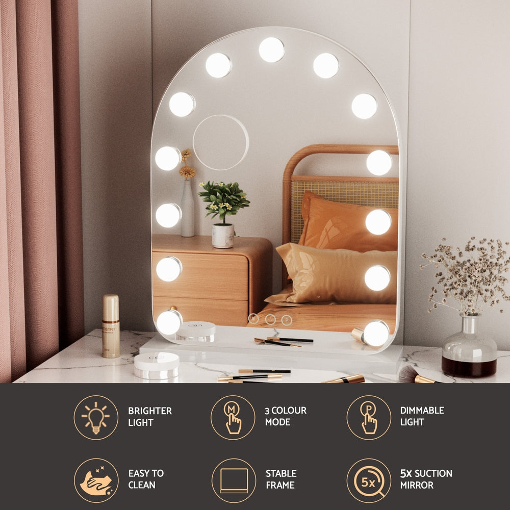 Embellir Makeup Mirror 40x50cm Dressing Vanity LED Bulb Light with 5x Magnification White Arch Embellir