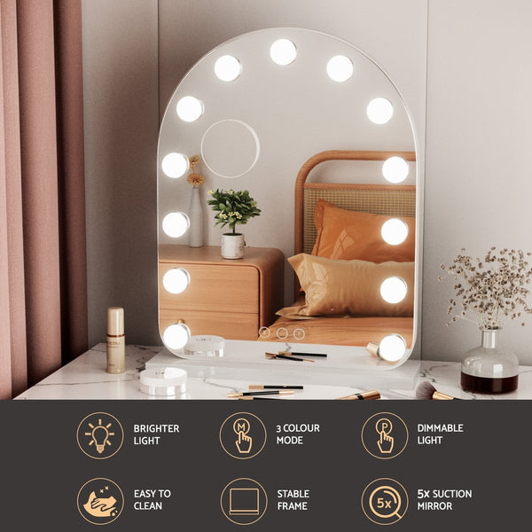 Embellir Makeup Mirror 40x50cm Dressing Vanity LED Bulb Light with 5x Magnification White Arch Embellir