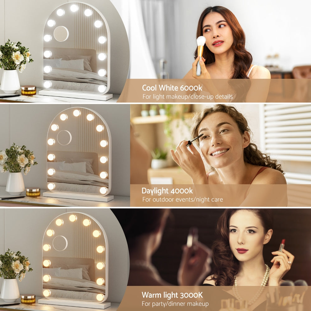 Embellir Makeup Mirror 40x50cm Dressing Vanity LED Bulb Light with 5x Magnification White Arch Embellir