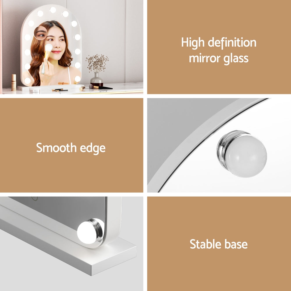 Embellir Makeup Mirror 40x50cm Dressing Vanity LED Bulb Light with 5x Magnification White Arch Embellir